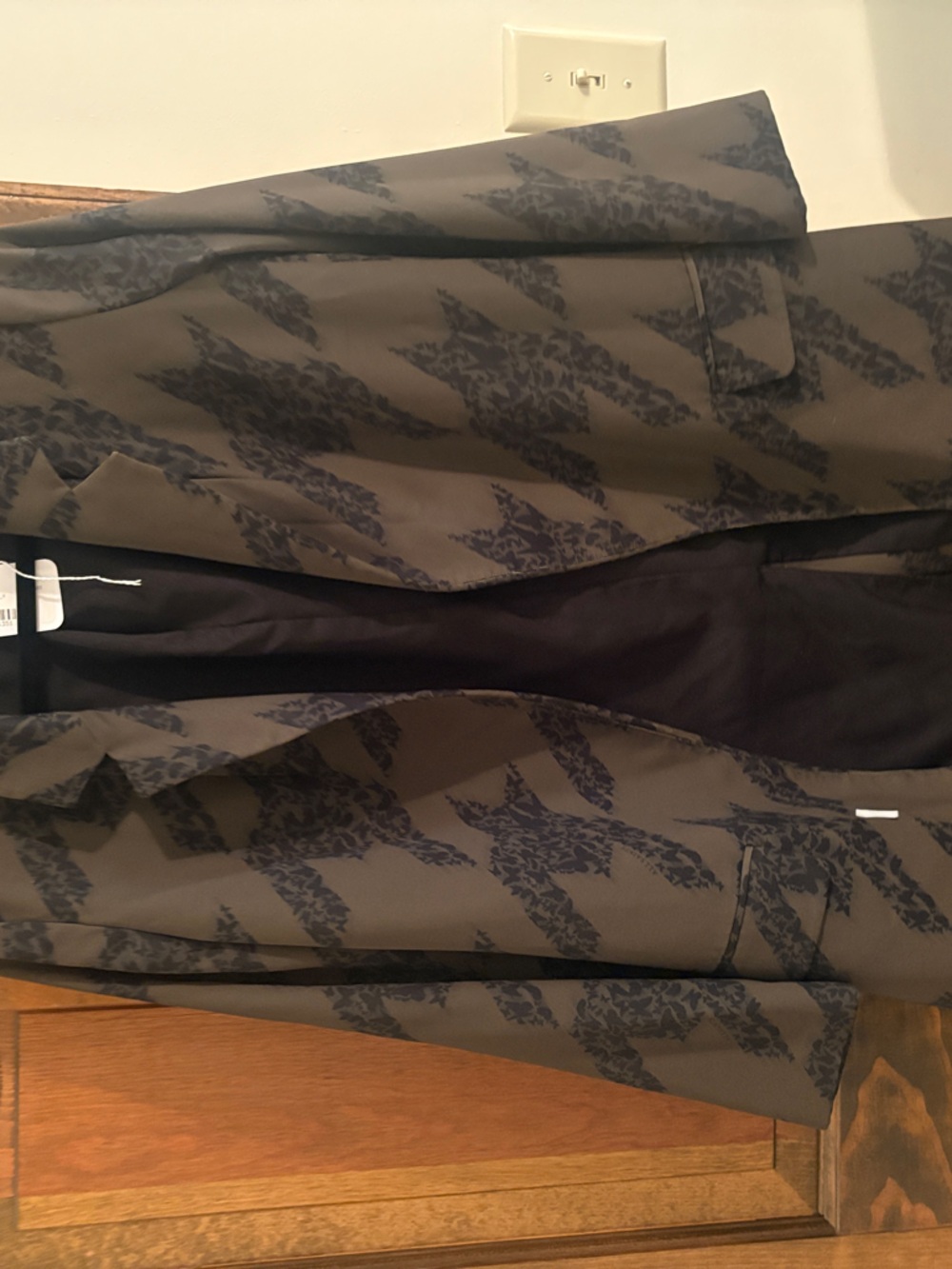 All saints Womens Olive & Black Patterned Blazer Jacket